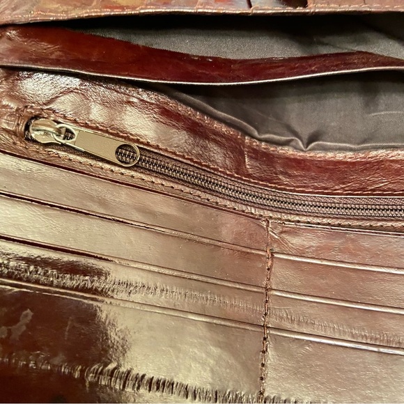 Genuine Eel-skin BiFold Compartment Brown Vintage Wallet. - Picture 4 of 6